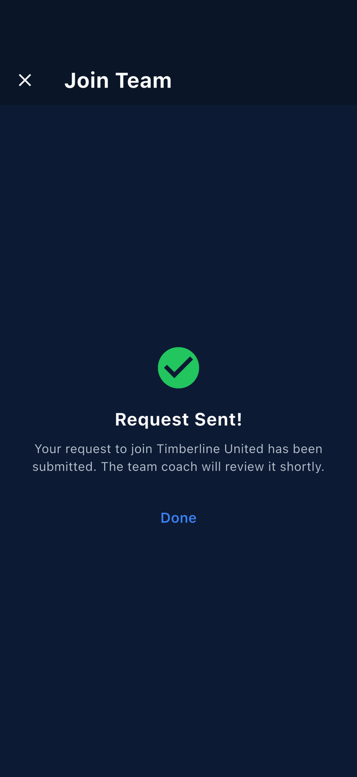 Request Sent success state
