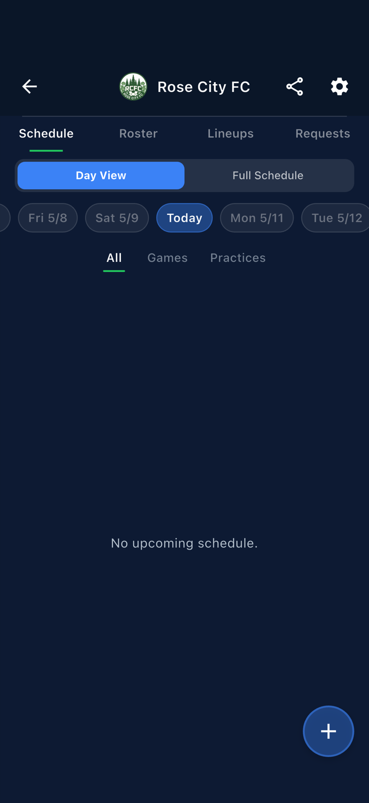 Manage Team page with the speed-dial expanded