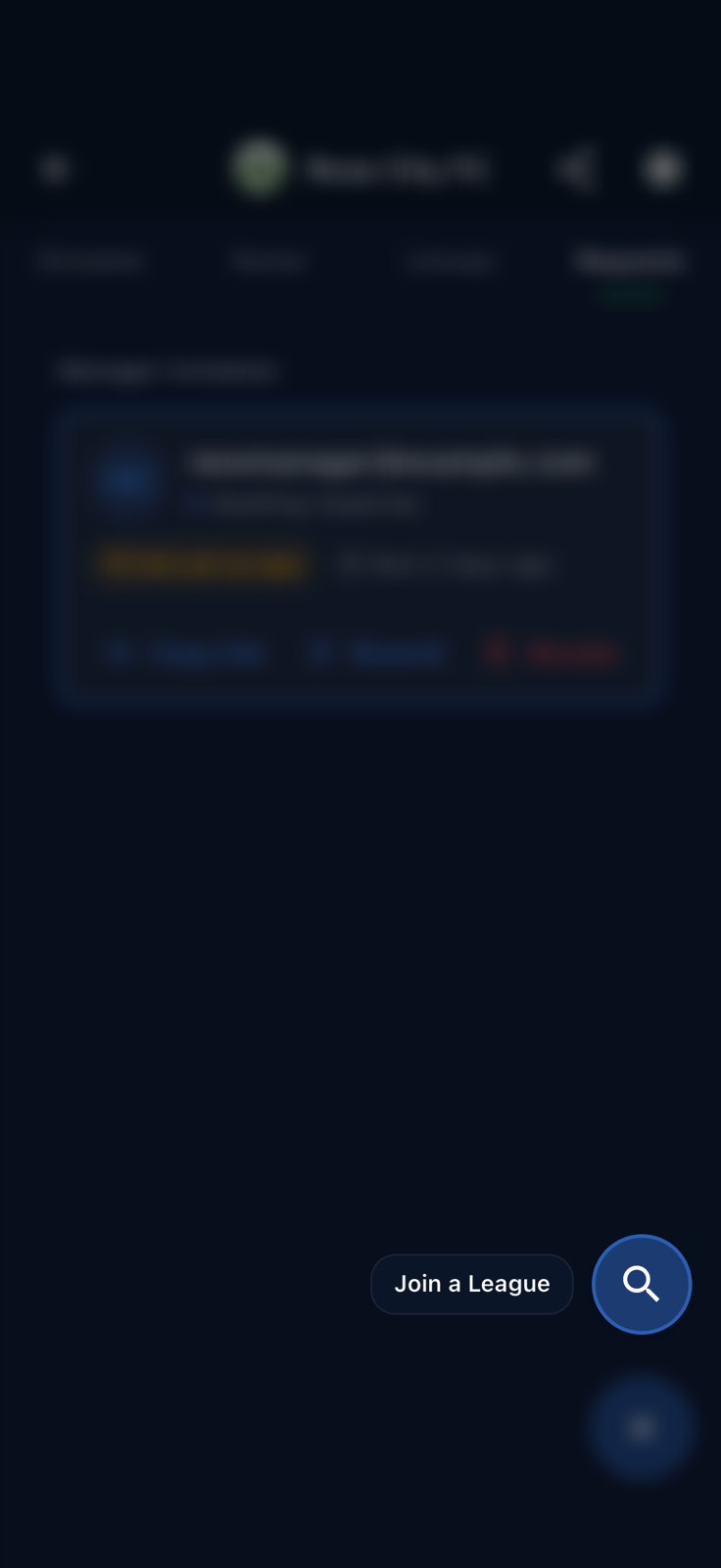 Join League Season screen with search filter